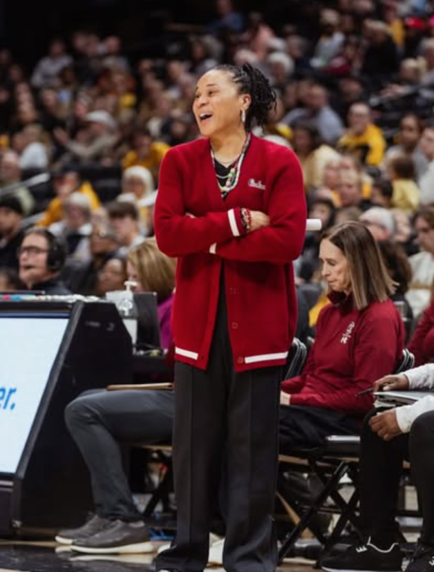 Team USA & South Carolina Women's Basketball Coach Dawn Staley Wears Emerson Street Sweater While Coaching